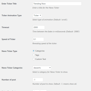 News Ticker Settings 1