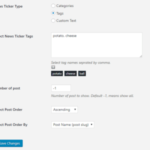 News Ticker Settings 2