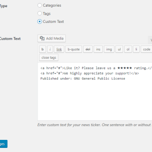 WP default post editor to write custom text