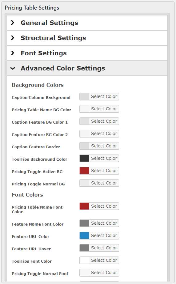 Advanced Color Settings