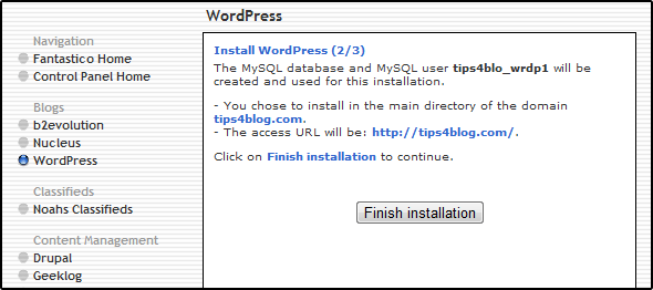 install wordpress (2/3)