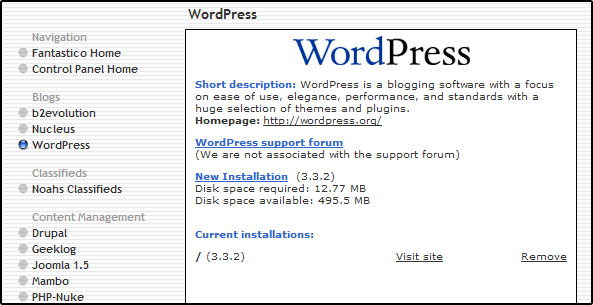 install wordpress short description