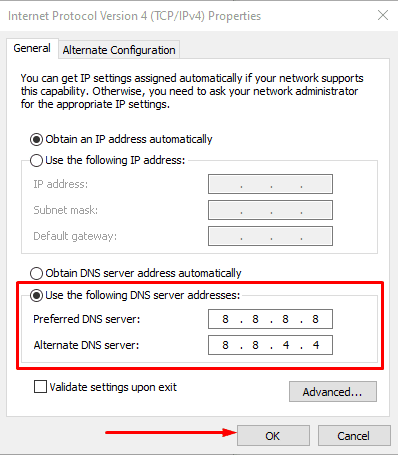 TCP-IPv4 Properties
