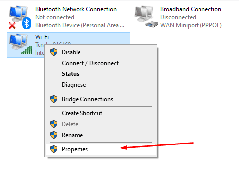WiFi-properties-selection