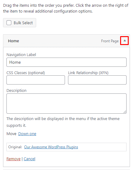 customize custom WordPress menu